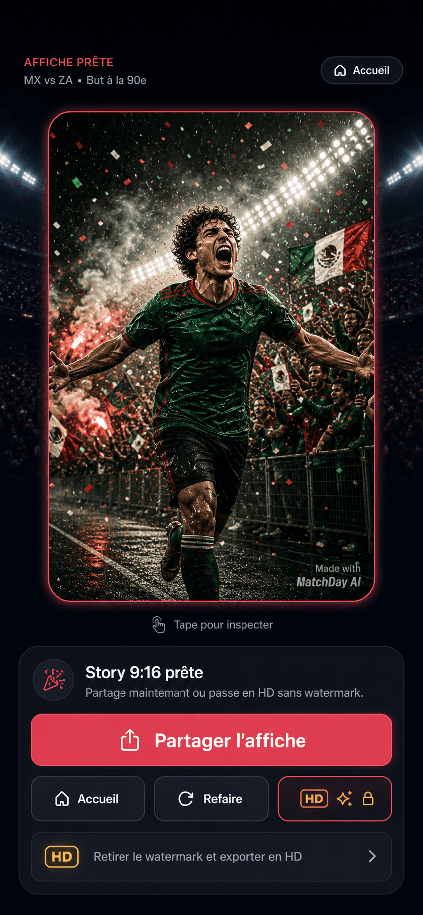 Aperçu d'une affiche générée MatchDay AI